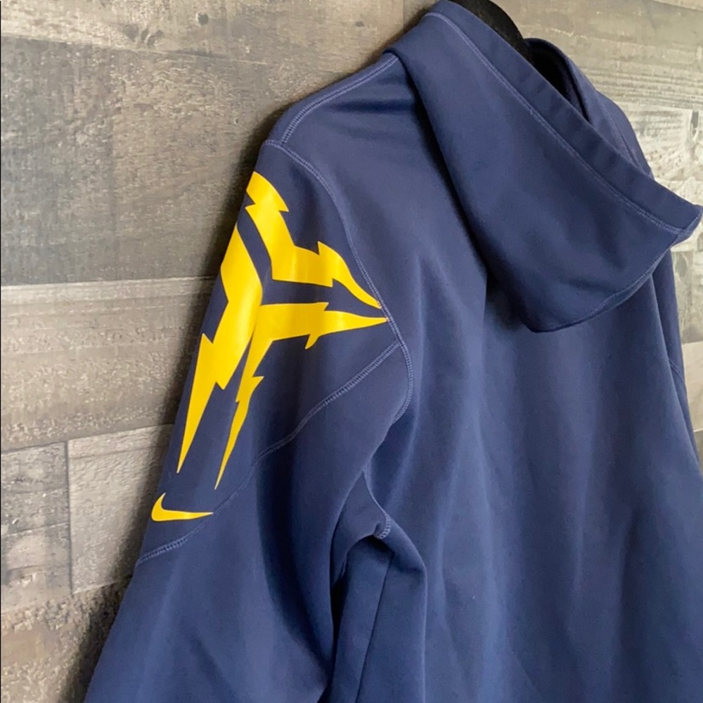 Navy Blue With Yellow Design Hoodie - Picture 4 of 5